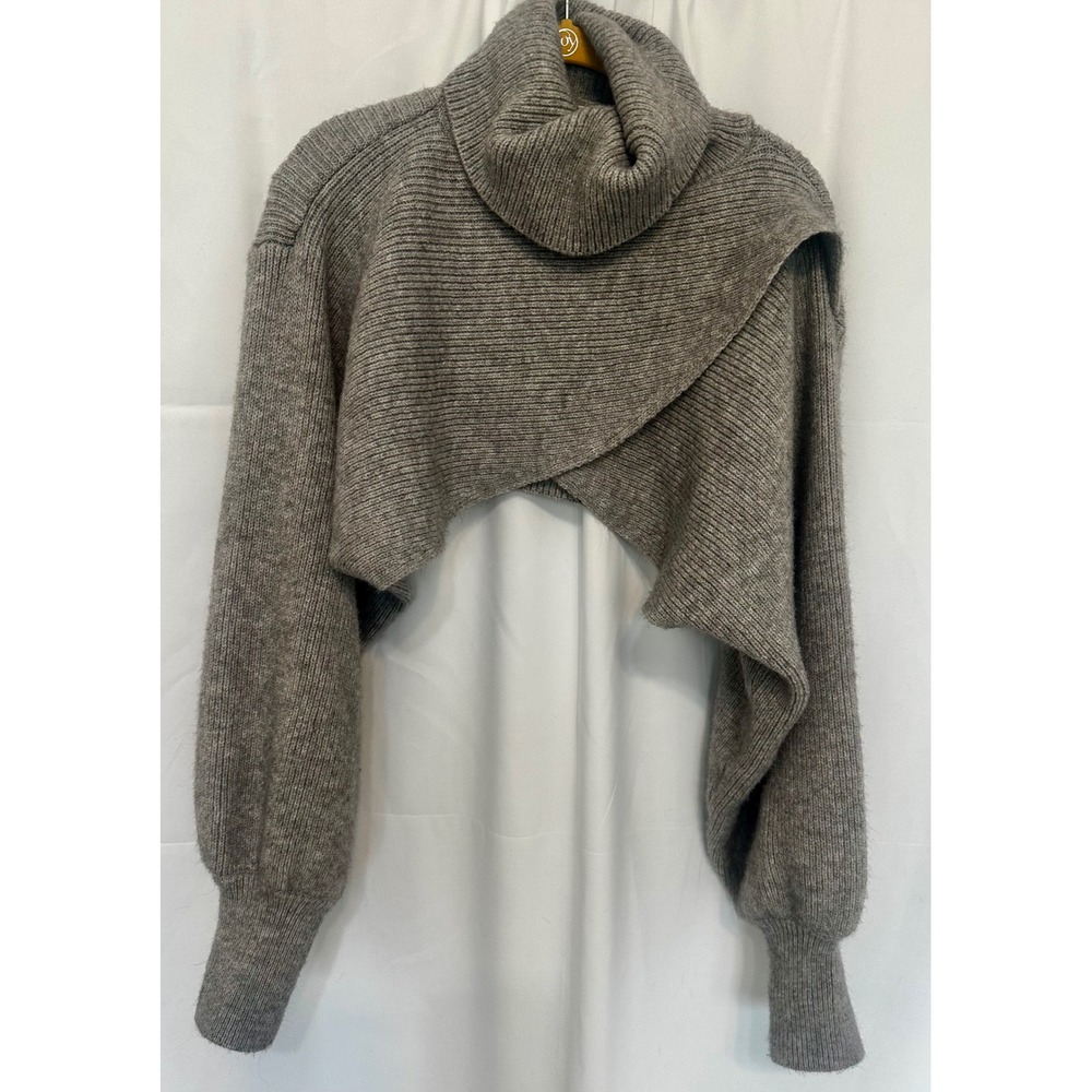 Pilcro Anthropologie Gray Crossover Turtleneck Cropped Shrug Sweater One Size